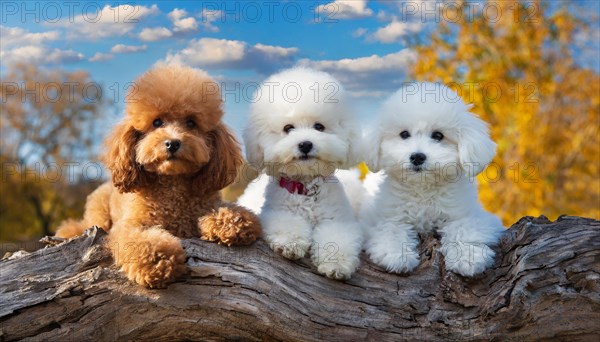 AI generated, animals, mammals, dog, domestic dogs (Canis lupus familiaris), three animals, puppies