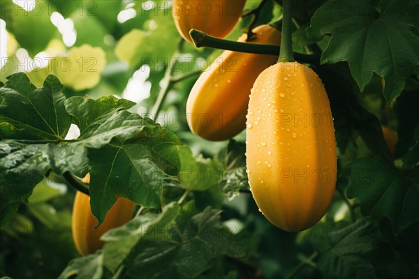 Papaya fruit growing on tree. KI generiert, generiert, AI generated