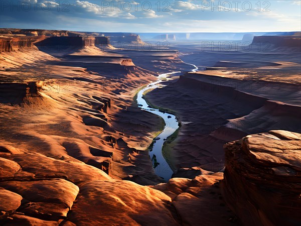 Winding canyons and mesas in canyonlands, AI generated