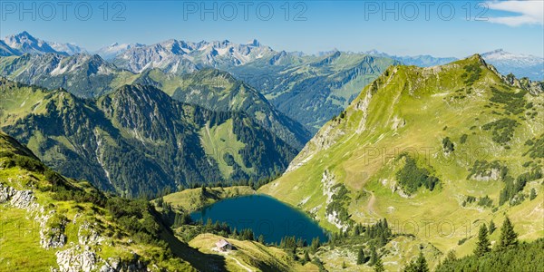 Seealpsee and Seekoepfle, 1919m, Allgaeu Alps, Allgaeu, Bavaria, Germany, Europe