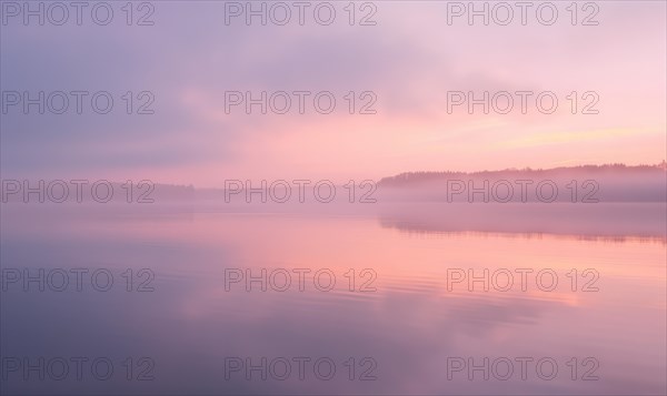 The soft pastel colors of dawn breaking over the horizon AI generated
