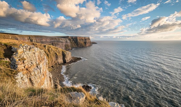 A coastal cliff overlooking the vast expanse of the ocean AI generated