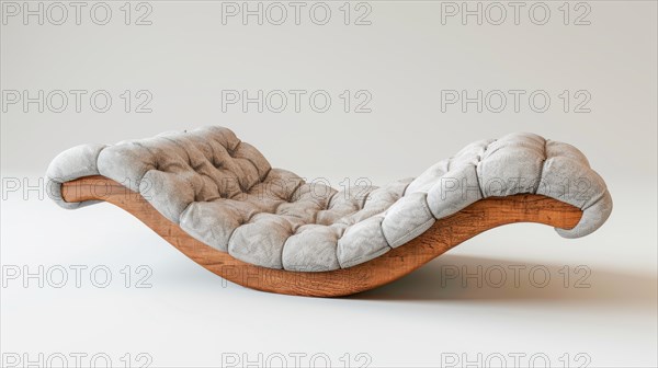 Contemporary lounge featuring a cushioned chaise longue with wooden frame, ai generated, AI generated