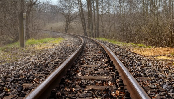 Narrow-gauge railway bed of the Raging Roland, Ruegen, Mecklenburg-Western Pomerania, Germany, Europe