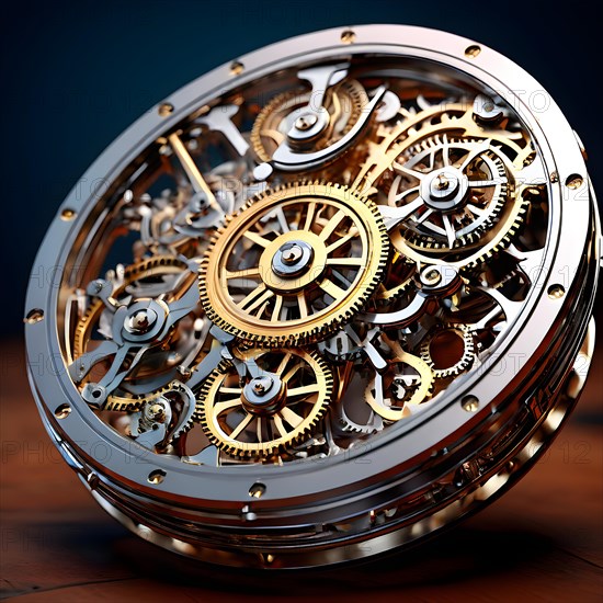 3d render background clockwork mechanism, AI generated