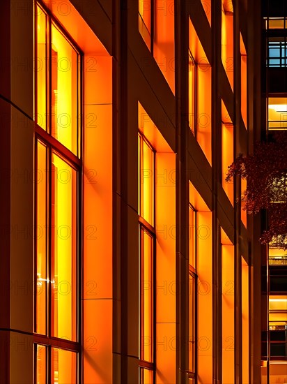 Modern hospital at dawn glass surfaces mirroring early morning sky, AI generated, modern, architecture