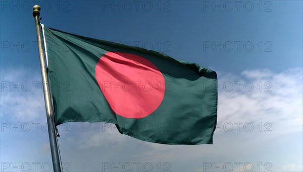 Flag, the national flag of Bangladesh flutters in the wind