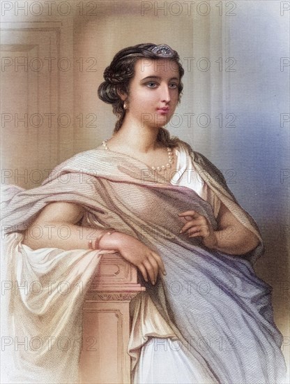 Aspasia (born c. 470 BC in Miletus, died c. 420 BC in Athens) was a Greek philosopher, orator and the second woman of Pericles, Historical, digitally restored reproduction from a 19th century original, Record date not stated