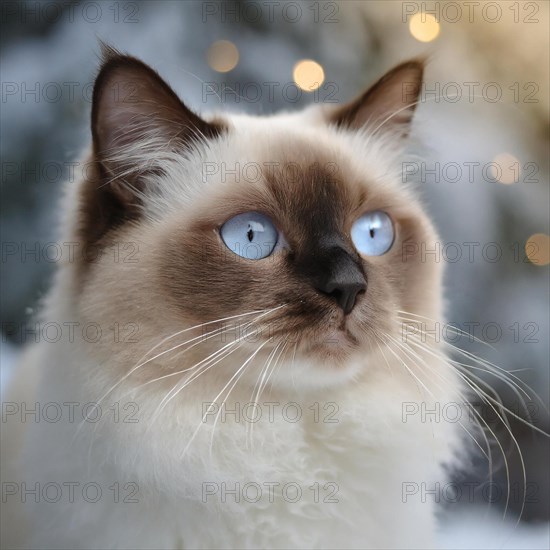 KI generated, animal, animals, mammal, mammals, cat, felidae (Felis catus), portrait, winter