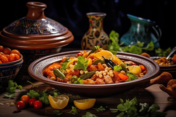 Exquisite Moroccan Cuisine, AI generated