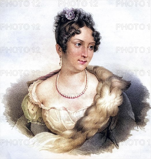 Anne-Francoise-Hippolyte Boutet, better known as Mademoiselle Mars (born 9 February 1779 in Paris, died 20 March 1847 in Paris), was a French actress, Historical, digitally restored reproduction from a 19th century original, Record date not stated