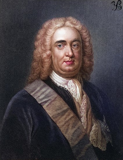 Robert Walpole, 1st Earl of Orford, 1676-1745, British statesman and the first Prime Minister of Great Britain, Historical, digitally restored reproduction from a 19th century original, Record date not stated