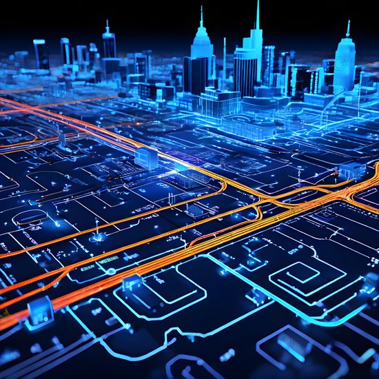 AI generated illustration of urban transit map wcag compliant color