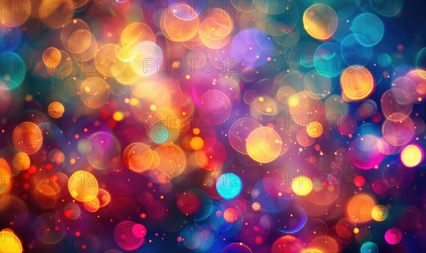 Colorful bokeh lights creating a festive atmosphere, abstract background AI generated