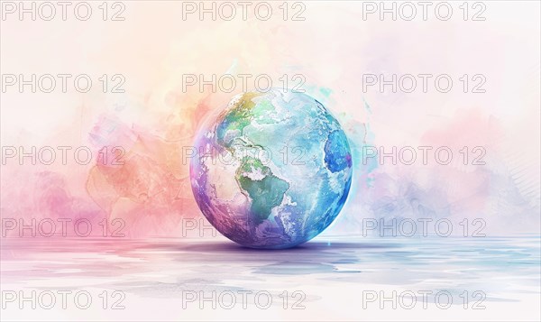 Earth globe against a pastel-colored background AI generated