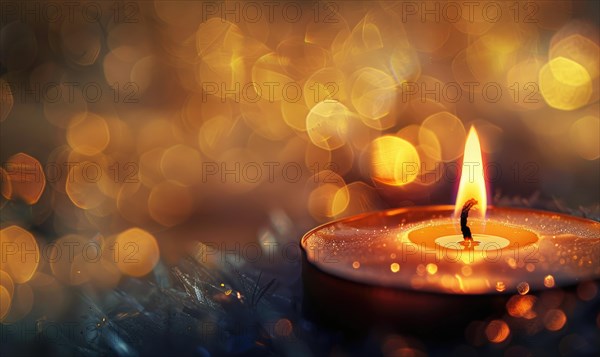 Close-up of a candle surrounded by a halo of light AI generated