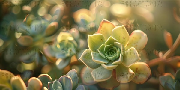 Close up of beautiful succulent plant. KI generiert, generiert, AI generated