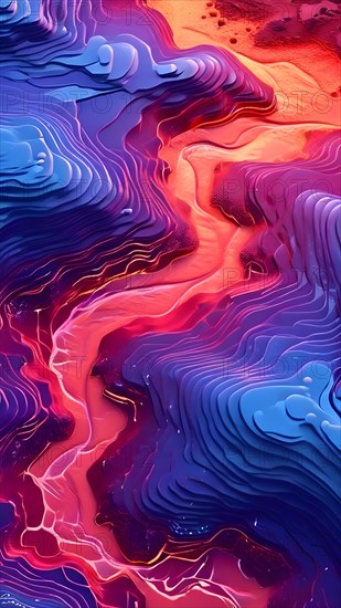 Thermal topography inspired abstract illustration, AI generated, pink, purple, altitude, map