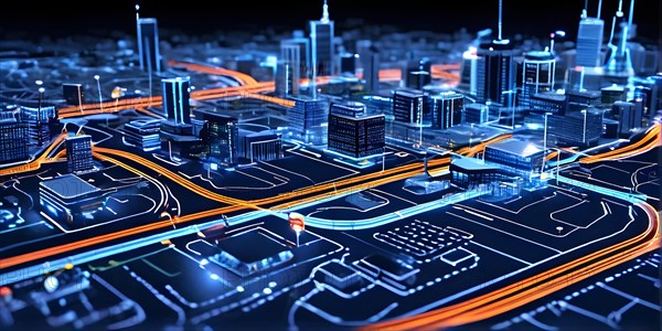 AI generated illustration of urban transit map wcag compliant color