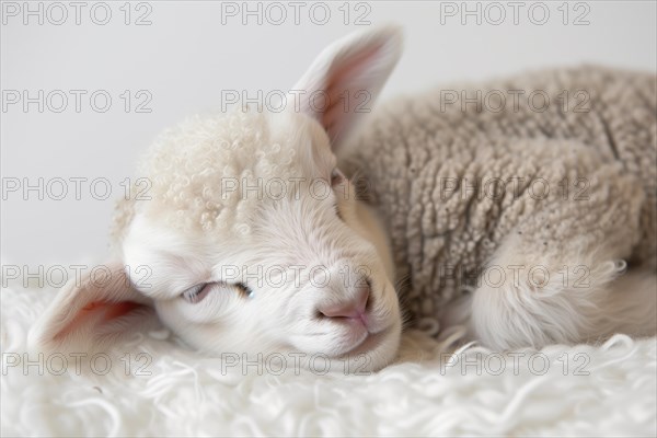Peaceful Slumber of a Newborn Lamb, AI generated