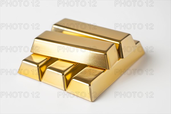 Gold bars on white background. KI generiert, generiert, AI generated