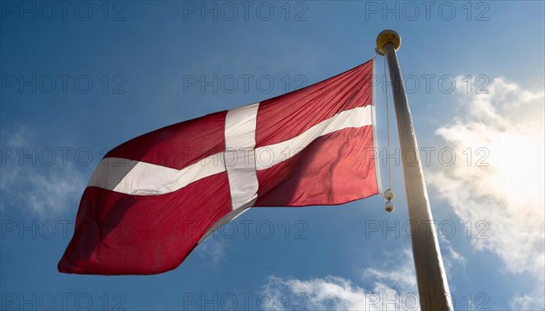 Flag, the national flag of Denmark fluttering in the wind