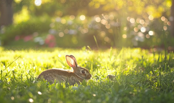 A bunny enjoying a sunny patch of grass AI generated