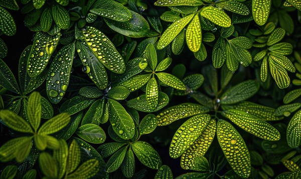 Nature background with green leaves, green bush closeup AI generated