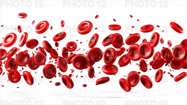 Dense cluster of red blood cells spread over a white surface, ai generated, ai generated, AI generated