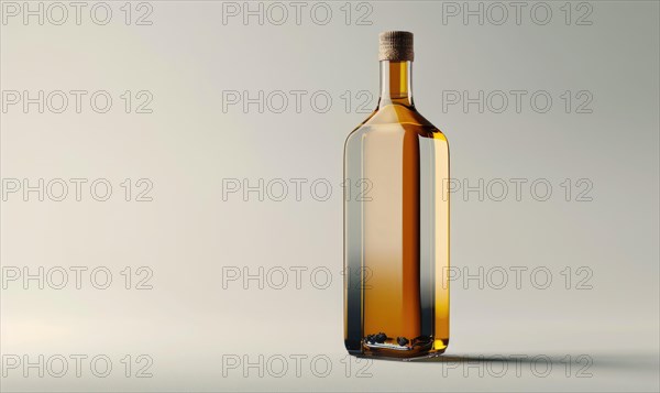Studio shot of an amber glass bottle mockup filled with rich and aromatic cold-pressed olive oil AI generated