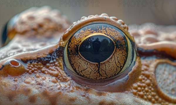 Extreme close-up of Rana arvalis eyes AI generated