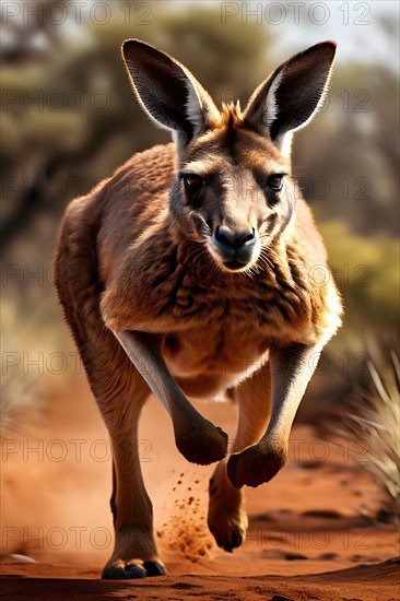 Kangaroo in the australian outback, AI generated