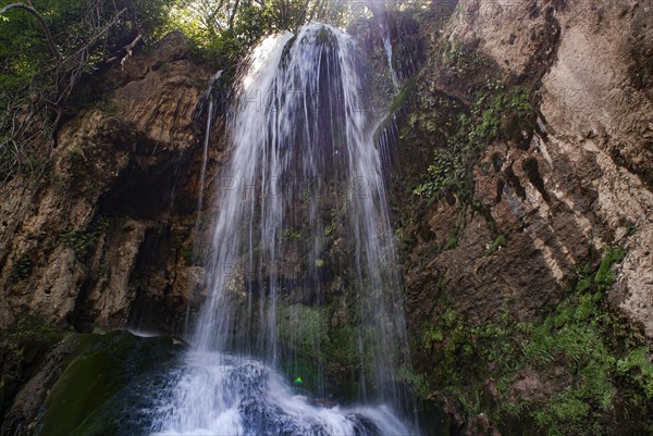 Waterfall in the karst spring area near Krusuna, Bulgaria, Europe