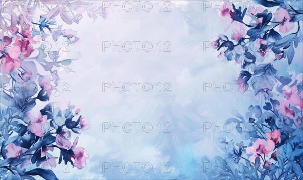 Watercolor flowers and lives, floral background space for text AI generated