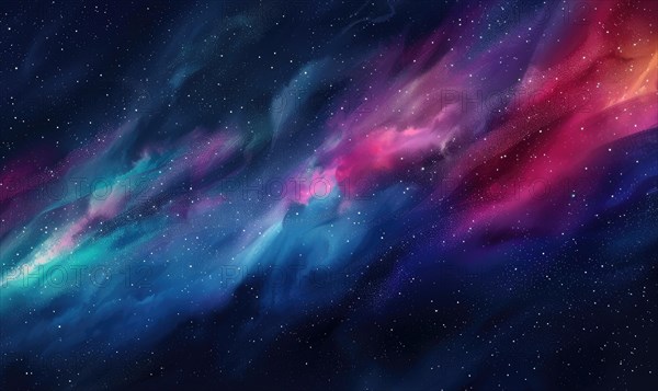 Colorful nebula-like galaxy formation with a starry background in shades of pink and blue AI generated