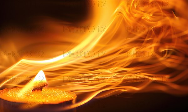 Close-up of a candle flame dancing in the breeze AI generated