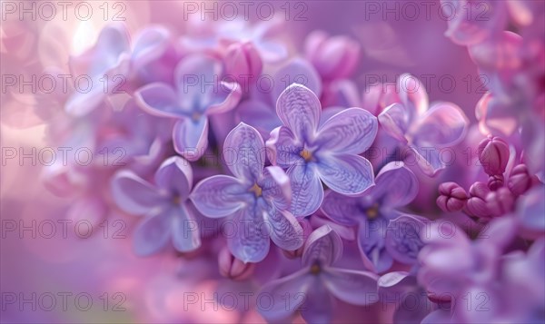 A close-up of lilac petals, closeup view, soft focus AI generated