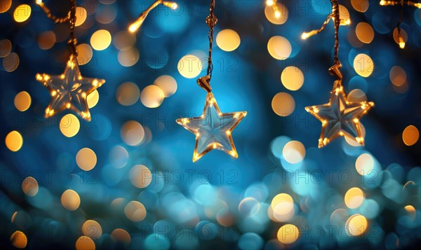 Bokeh lights twinkling like stars in a clear night sky, abstract background AI generated