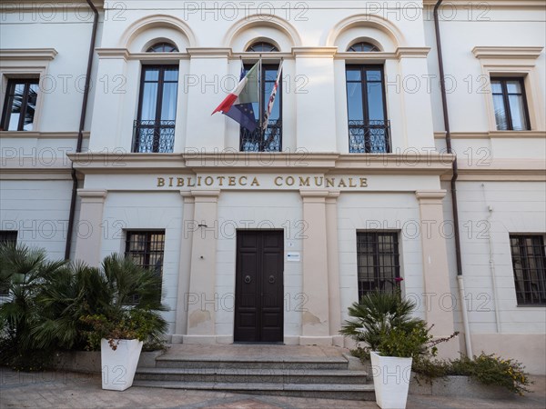 Facade, public library, Olbia, Sardinia, Italy, Europe