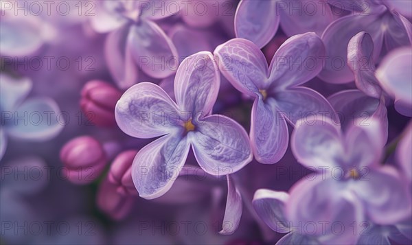 A close-up of lilac petals, closeup view, soft focus AI generated