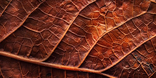 Close up of orange autumn leaf texture. KI generiert, generiert, AI generated