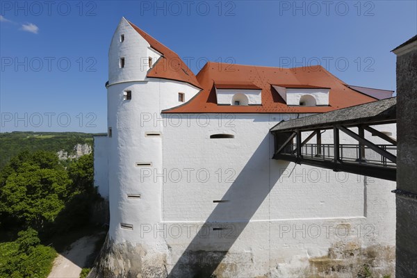 Wildenstein Castle, Spornburg, medieval castle complex, best preserved fortress from the late Middle Ages, entrance, access, bridge, today youth hostel, historic buildings, architecture, Leibertingen, Sigmaringen district, Swabian Alb, Baden-Wuerttemberg, Germany, Europe