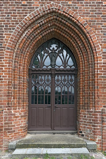 Entrance portal of St Mary's Church, Brick Gothic, Kluetz, Mecklenburg-Western Pomerania, Germany, Europe