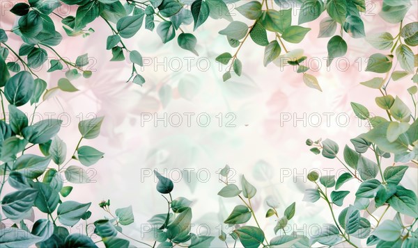 Watercolor flowers and lives, floral background space for text AI generated