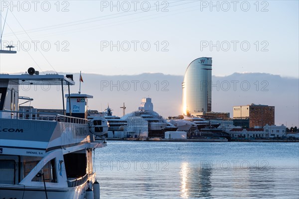 View of the old harbour in Barcelona, Spain, Europe