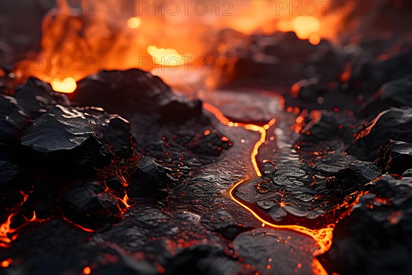 Unstoppable force of a lava flow, AI generated