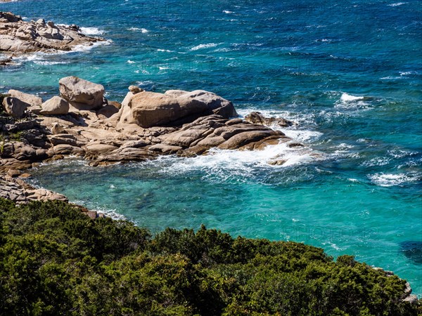 Granite rock formation in the sea, Baja Sardinia, Costa Smeralda, Sardinia, Italy, Europe