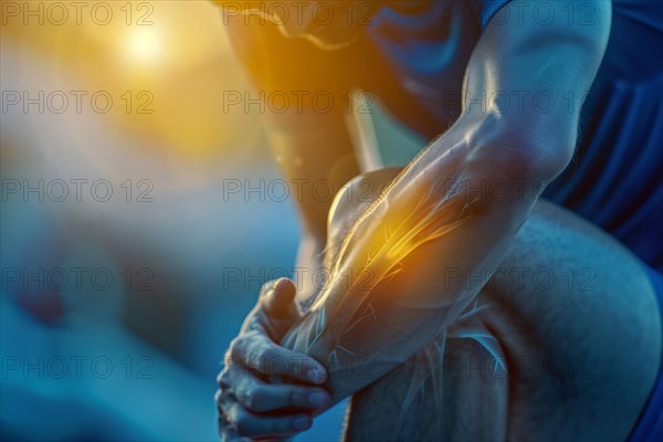 Illustration, biomedical visualisation, painful tendon in the forearm, tennis elbow, overuse during sports, sports injury, AI generated, AI generated, AI generated