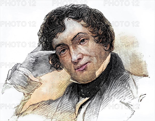 Washington Irving, 1783 to 1859, American writer, known as the first American man of letters, Historical, digitally restored reproduction from a 19th century original, Record date not stated
