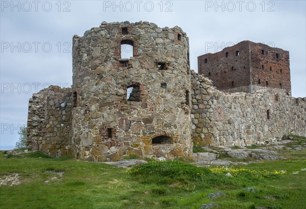 Hammershus was Scandinavia's largest medieval fortification and is one of the largest medieval fortifications in Northern Europe. Now ruin and located on the island Bornholm, Denmark, Baltic Sea, Scandinavia, Europe